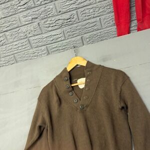 Vintage US Military 5 Button Wool Sweater Olive Drab Brown 1974 DSA100 Medium